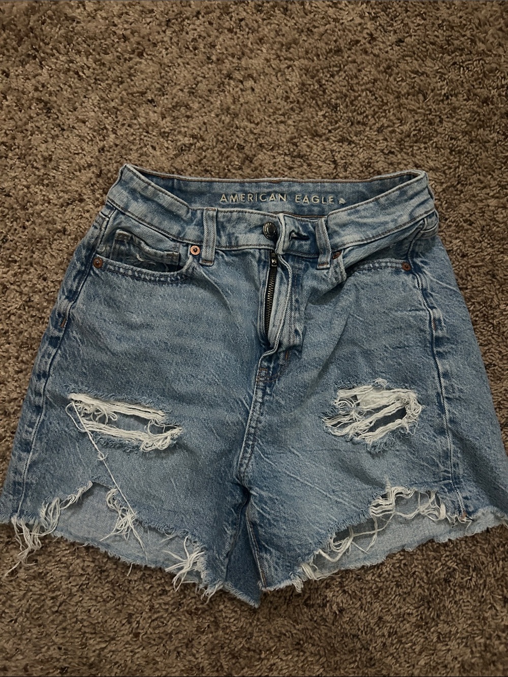 American Eagle Outfitters Light Wash Distressed Denim Shorts